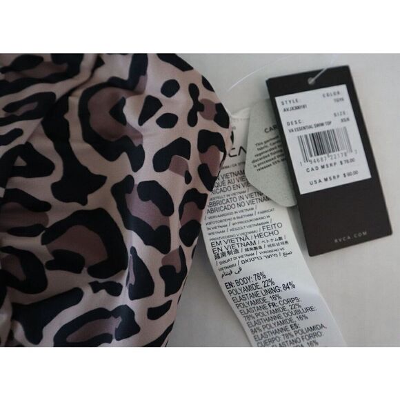 RVCA AVJX300181 Women's Sz XS/6 Gray Leopard Print VA Essential Swim Top $60 - Picture 4 of 5